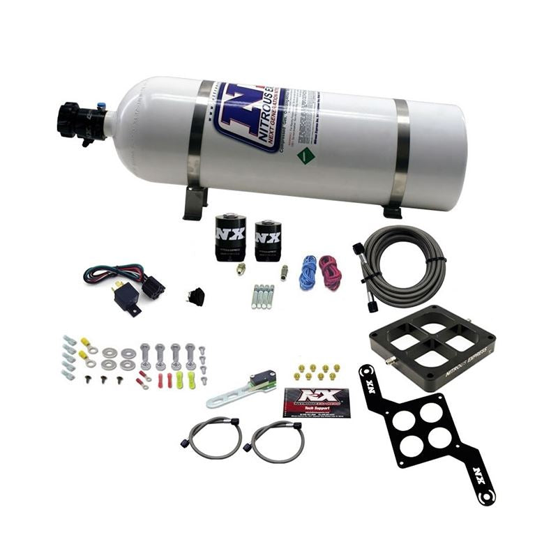 Nitrous Express Dominator Single Entry Billet Crossbar RNC Nitrous Kit (250-750HP) w/15lbbottle (63870-15)