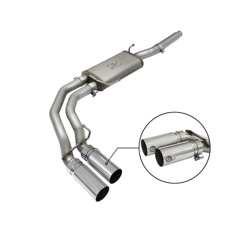 aFe Rebel Series 3 IN to 2-1/2 IN 409 Stainless Steel Cat-Back Exhaust w/ Polish Tip (49-43079-P)