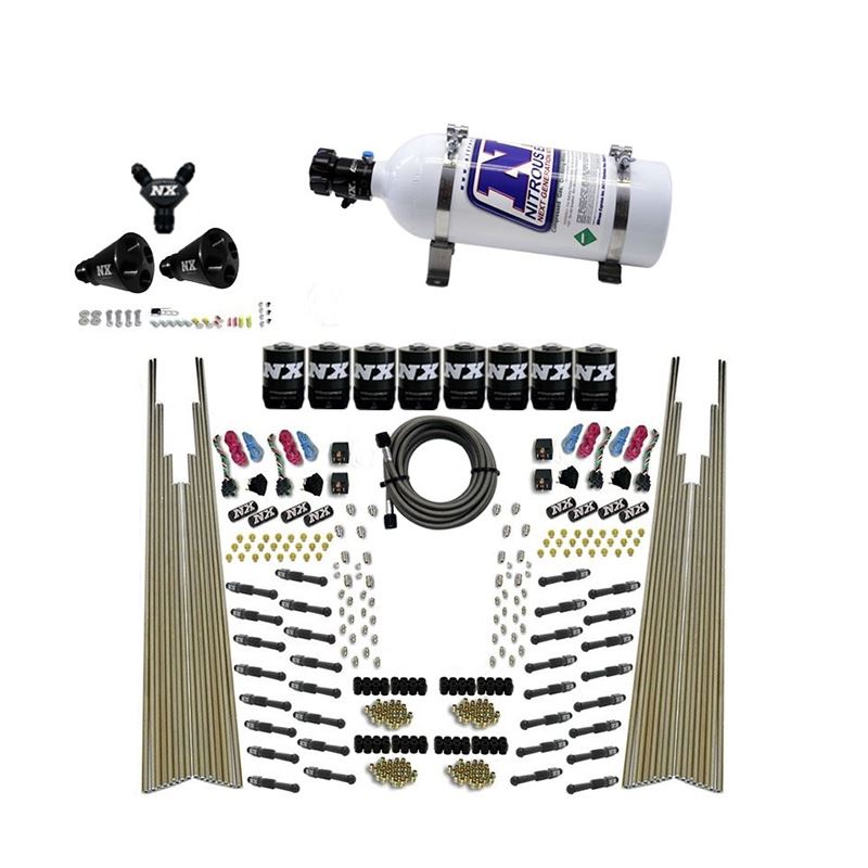 Nitrous Express 8 Cyl Dry Direct Port Four Stage 8 Solenoids Nitrous Kit (200-600HP) w/5lb Bottle (93306-05)