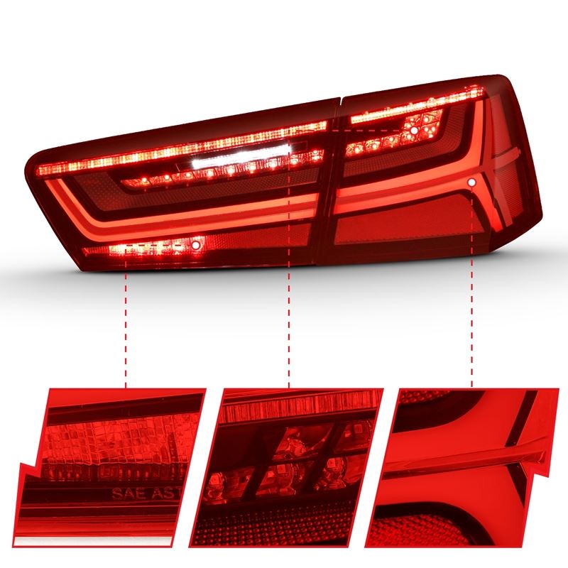 ANZO USA Tail Light Assembly, LED, Red/Clear Lens, Black Housing, 4 PCS, w/Sequential Signal (321353)