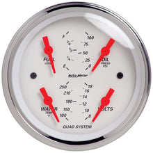 Load image into Gallery viewer, AutoMeter Arctic White 3-3/8in Kit Box w/Elec Speedo Elec Oil Press, Water Temp, Volt, Fuel Level (1308)