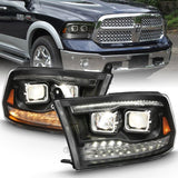 ANZO USA Projector Headlight Set w/Switchback Chrome w/Amber Pair (111442)