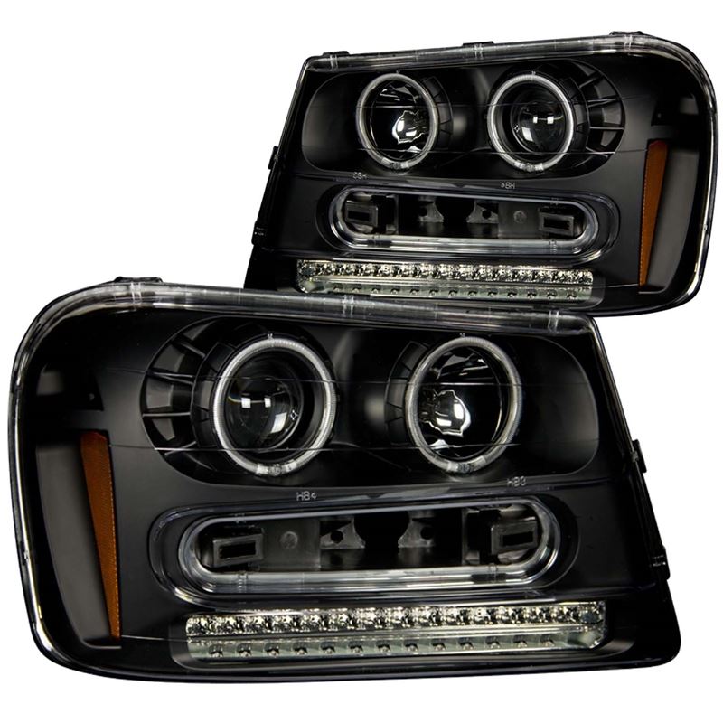 ANZO USA 2002-2009 Chevrolet Trailblazer Projector Headlights w/ Halo Black (111127)