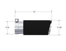 Load image into Gallery viewer, MBRP Universal Carbon Fiber Tip 4in ID/5in OD/12in L Dual Wall Angle Cut (T5051CF)