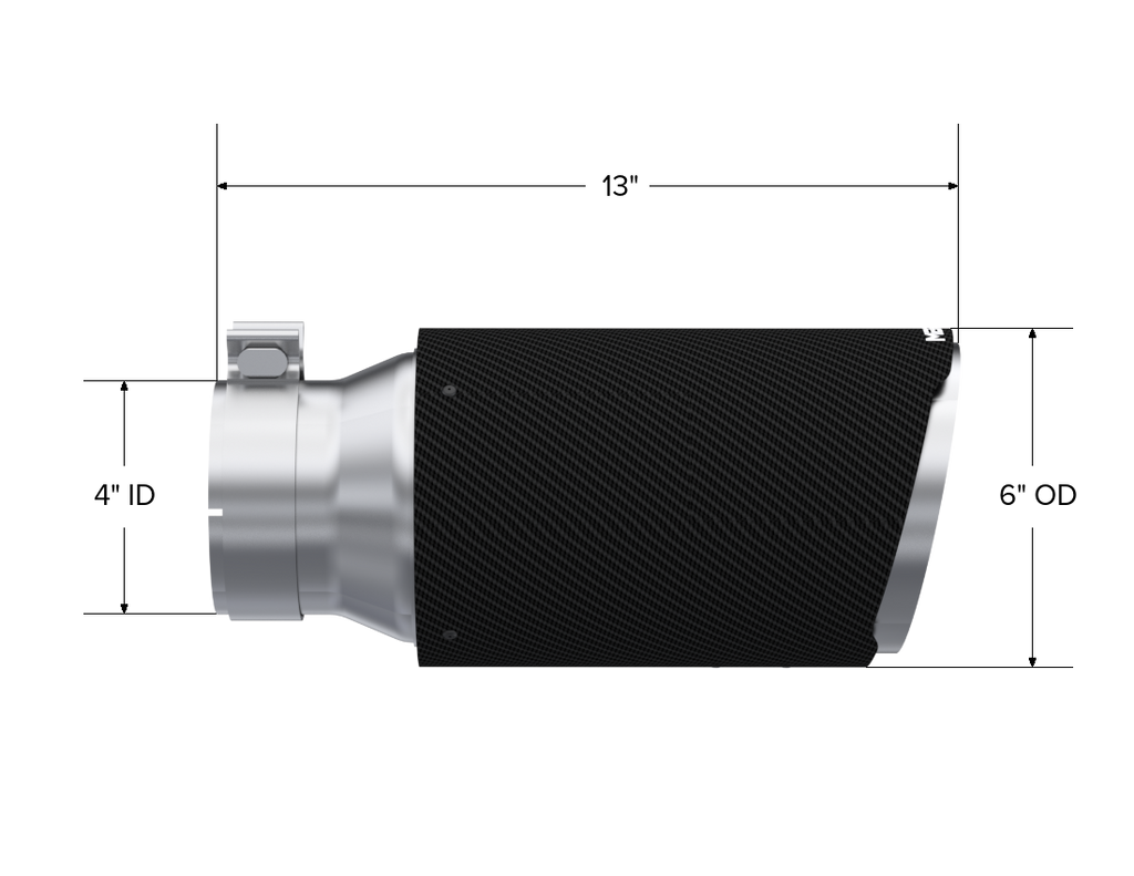 MBRP Universal Carbon Fiber Tip 6in OD/4in Inlet/12in L - Angle Cut Tip (T5072CF)