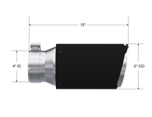 Load image into Gallery viewer, MBRP Universal Carbon Fiber Tip 6in OD/4in Inlet/12in L - Angle Cut Tip (T5072CF)