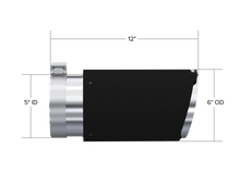 Load image into Gallery viewer, MBRP Universal Carbon Fiber Tip 6in OD/5in Inlet/12in L - Angle Cut Tip (T5075CF)