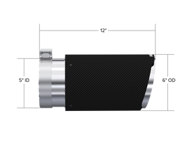 MBRP Universal Carbon Fiber Tip 6in OD/5in Inlet/12in L - Angle Cut Tip (T5075CF)