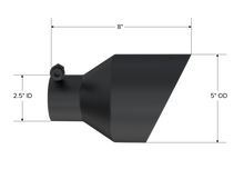Load image into Gallery viewer, MBRP Black-Coated Tip 2.5in ID, 5in OD Out, 8in Length, Angle Cut, Dual Wall (T5203BLK)