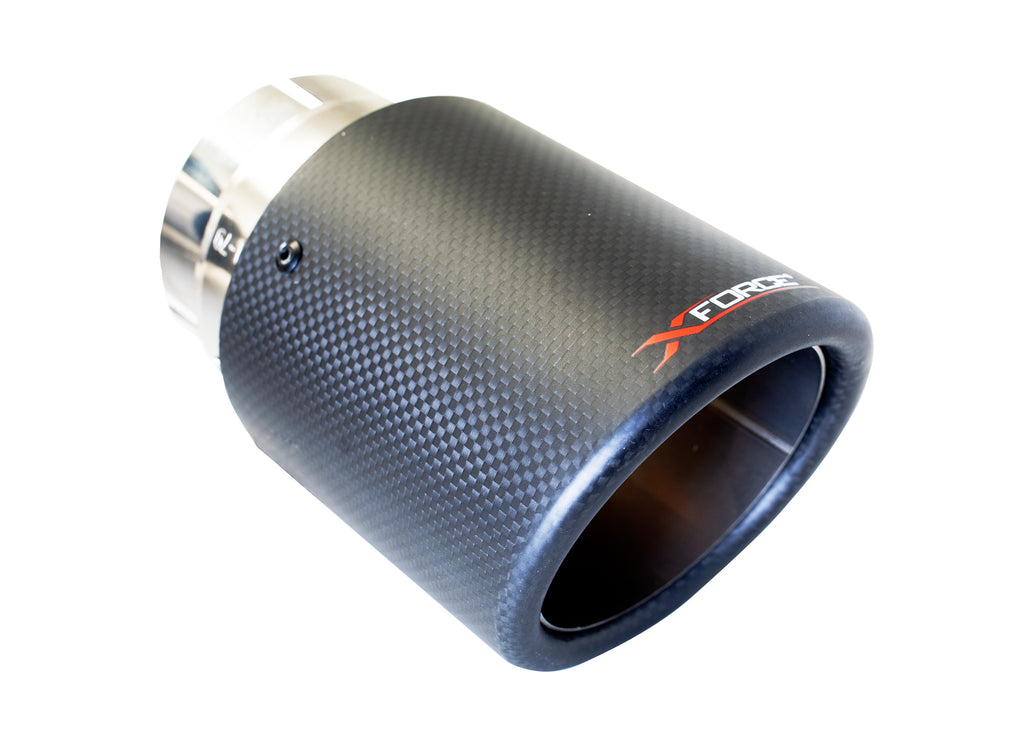 XFORCE 4' OD Carbon Fibre Double Wall Angle Cut Tip 3" Inlet(76MM) (TC-AW4-76)