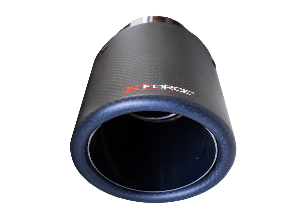 XFORCE 4' OD Carbon Fibre Double Wall Angle Cut Tip 3" Inlet(76MM) (TC-AW4-76)