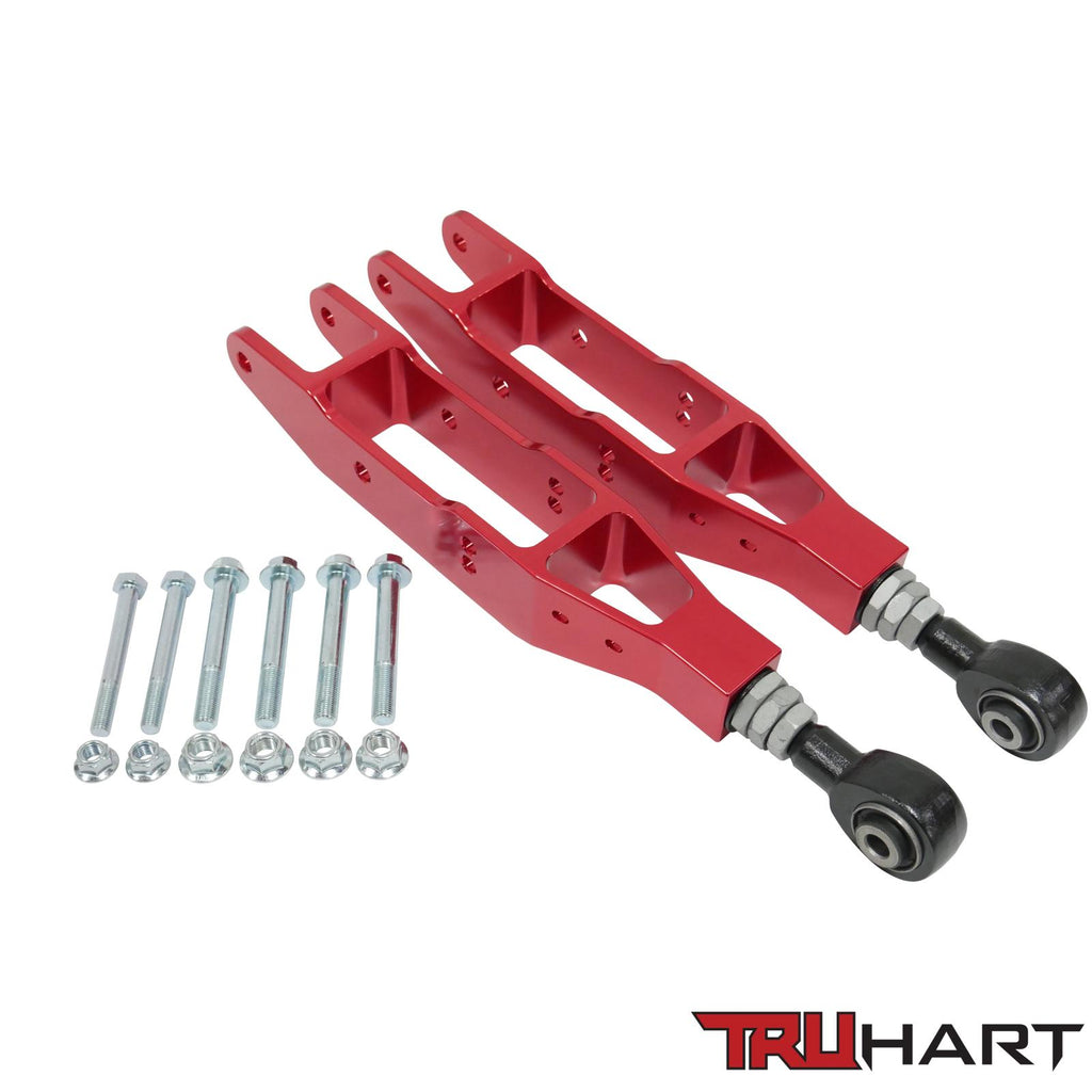 Rear Lower Control Arms Adjustable Anodized Red For 12-21 Subaru BRZ 08-16 Subaru Impreza 10+ Subaru Legacy 08+ Subaru STI/ WRX 12-17 Scion FR-S TruHart