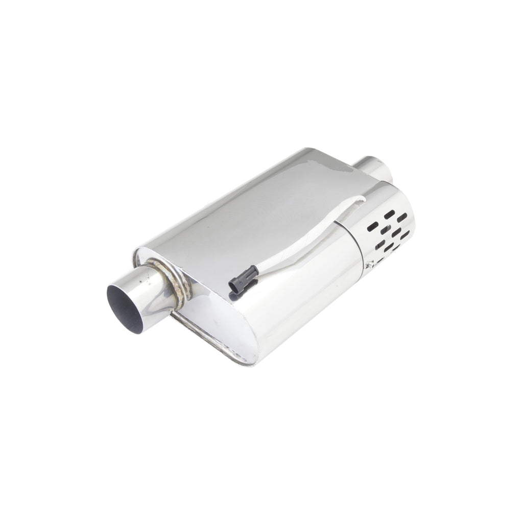 XFORCE Varex Muffler W/Hidden Motor, 25" Inlet/Outlet, Offset In /Center Out, 4" (H) X 95" (W)X13" (L) Oval Body (VMK51-250)