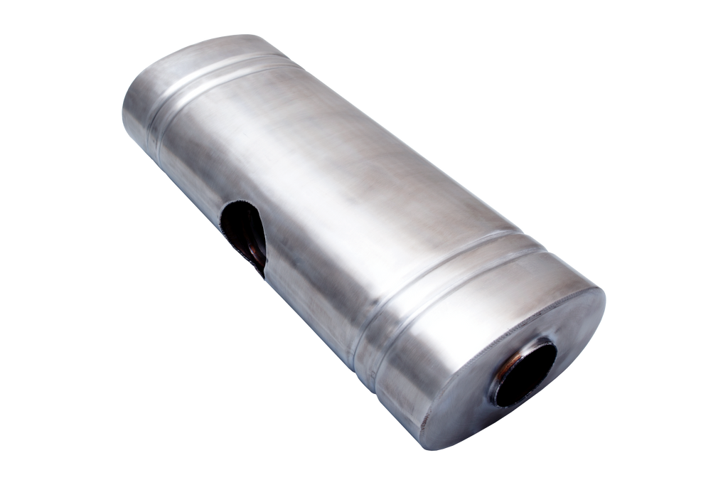 XFORCE 304 SS Oval Muffler 8"x 5" x 24" East West 2.5" centre inlet dual 2.25" Outlet (VX9E-2425225)