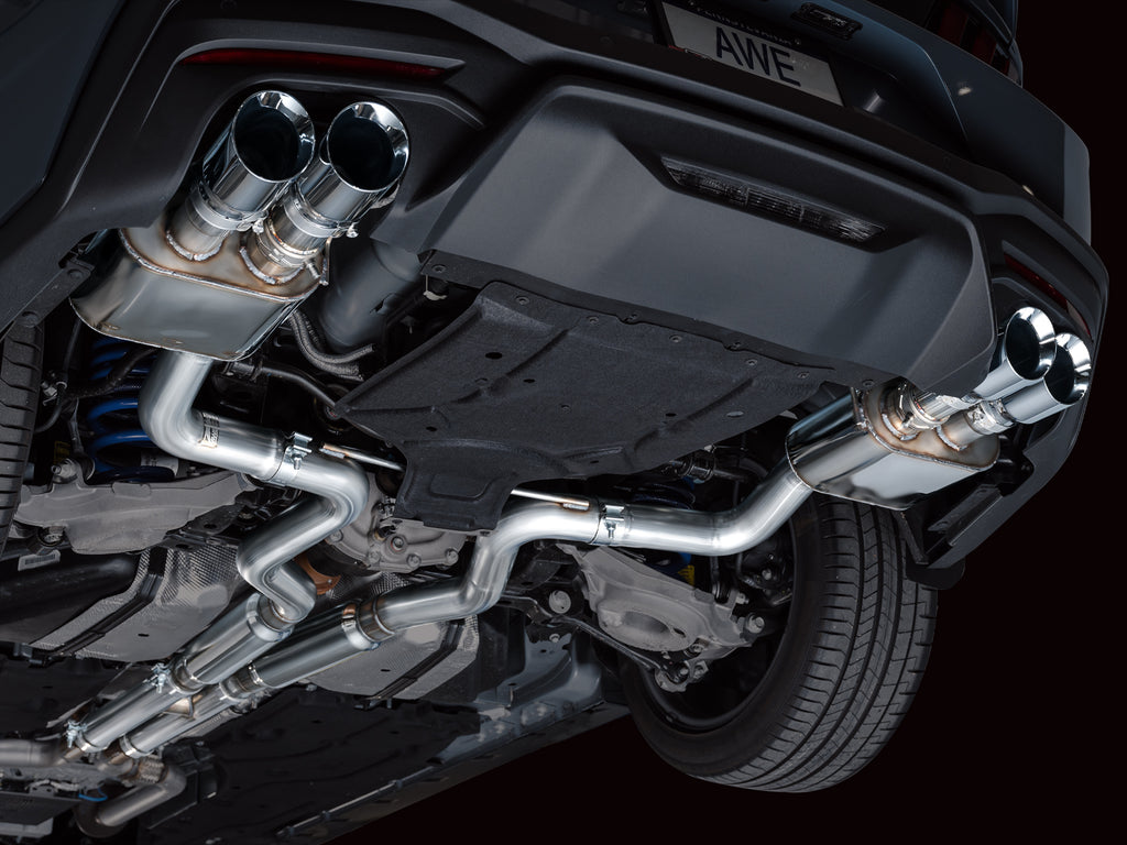 AWE Tuning AWE SwitchPathâ„¢ Exhaust for S650 Mustang GT Coupe - Quad Chrome Silver Tips - 3025-42650