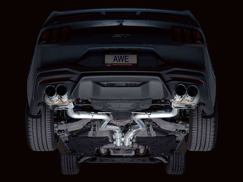 AWE Tuning AWE SwitchPathâ„¢ Exhaust for S650 Mustang GT Coupe - Quad Chrome Silver Tips - 3025-42650