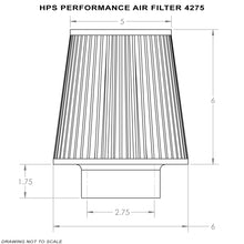 Load image into Gallery viewer, HPS Performance Air Filter, 2-3/4" ID, 6" Element Length, 7-3/4" Overall Length (HPS-4275-RED)