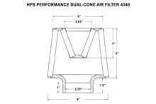 Load image into Gallery viewer, HPS Performance Dual-Cone Air Filter 2-3/4" ID, 5" Element Length, 6-1/2" Overall Length (HPS-4340)