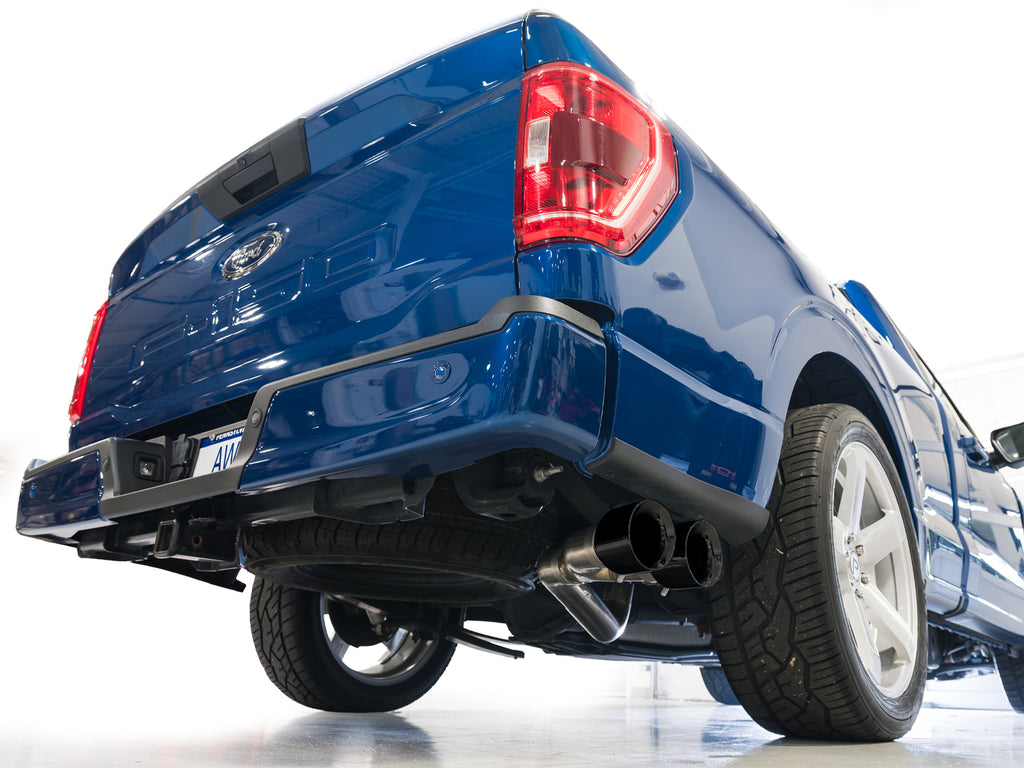 AWE Tuning 21-25 Ford F150 (14th Gen Reg Cab) Cat-Back Exhaust - 4.5in Dual Side Exit Diamond Black Tips (3015-33145)