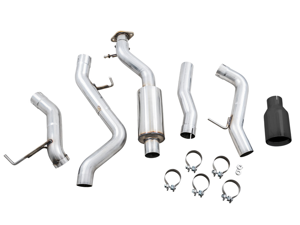 AWE Tuning 2021+ Ford Bronco 0FG Single Rear Exit Exhaust w/Diamond Black Tip & Bash Guard (3015-23789)