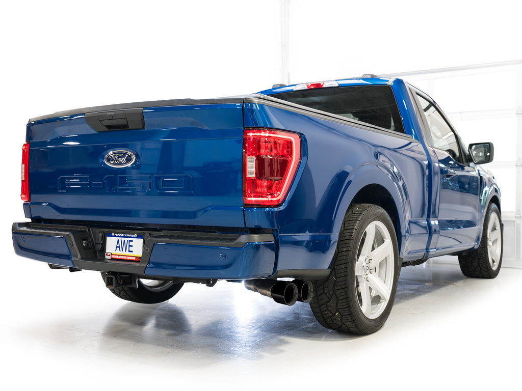 AWE Tuning 21-25 Ford F150 (14th Gen Reg Cab) Cat-Back Exhaust - 4.5in Dual Side Exit Diamond Black Tips (3015-33145)