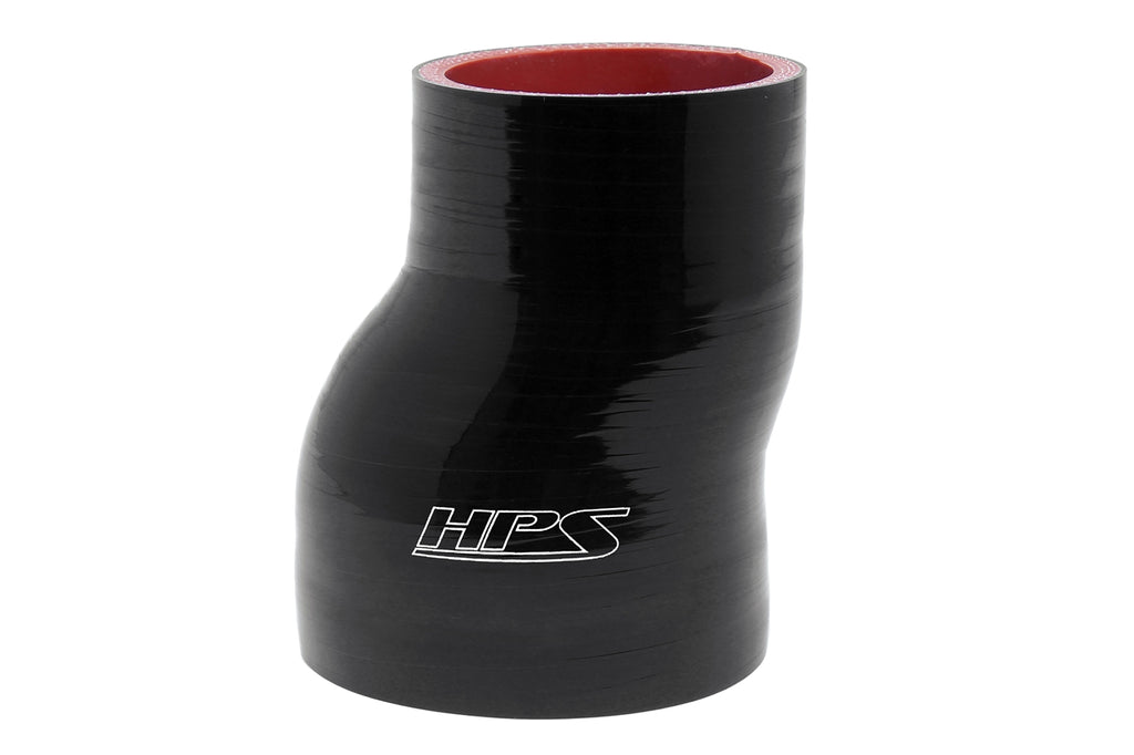 HPS Silicone Offset Reducing Coupler, 2-3/4" - 3-1/2" ID, 6" Length, Black (HTSOR-275-350-L6-BLK)