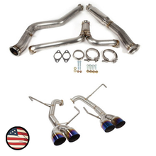Load image into Gallery viewer, Nameless Performance Catback Exhaust - 2011-2014 STi and WRX Sedan - Muffler Delete - 3.5" Single Wall Neochrome Tips (SUCB11WRXSED-0MU-35NEO)