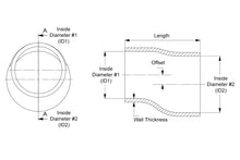 Load image into Gallery viewer, HPS Silicone Offset Reducing Coupler, 3-1/4&quot; - 3-1/2&quot; ID, 4&quot; Length, Black (HTSOR-325-350-L4-BLK)