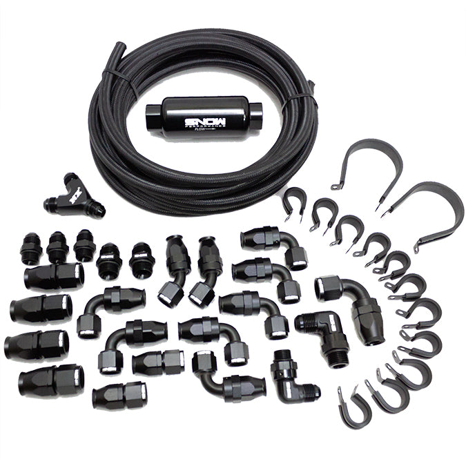 Snow Performance 10an Braided Stainless Fuel Line Kit (Black line) (SNF-60001B)
